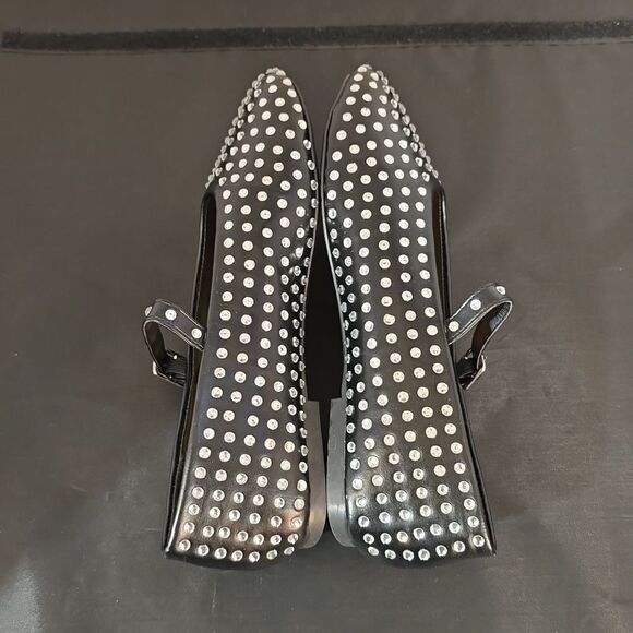 BRAND NEW WILD DIVA CRYSTAL RHINESTONE MARY JANE STUDDED BALLET FLATS - Picture 9 of 15